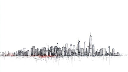 Aufkleber - Sketchy NYC skyline; urban landscape design
