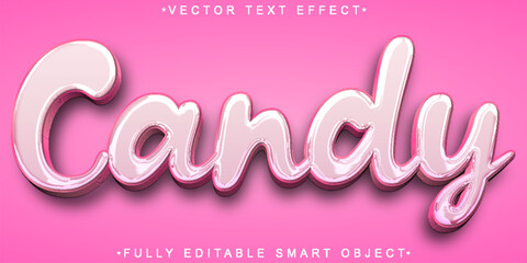 Poster - Cartoon Cute Candy Vector Fully Editable Smart Object Text Effect