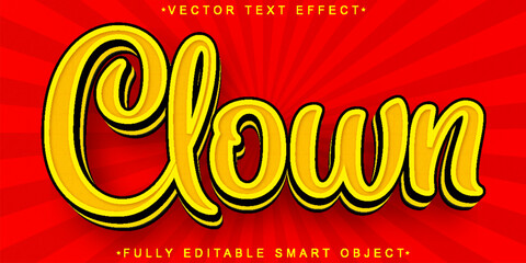 Poster - cartoon clown vector fully editable smart object text effect