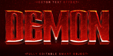 Poster - Dark Red Demon Horror Vector Fully Editable Smart Object Text Effect