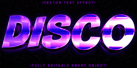 Poster - Shiny Retro Disco Vector Fully Editable Smart Object Text Effect