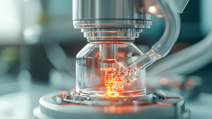Poster - microscopic view of advanced scientific equipment. illustrates nanotechnology or molecular analysis.