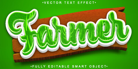 Poster - cartoon farmer vector fully editable smart object text effect