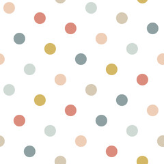 Poster - Cute Seamless polka dot pattern in pastel colors. Baby dotted Background. Great for baby clothing, wrapping, nursery art, kids textiles, wallpapers, packaging