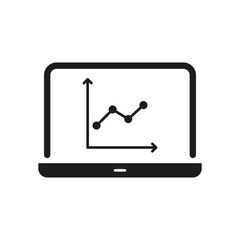 Poster - Laptop With Graph Solid Icon. Data Analysis, Business Growth, And Performance Tracking Silhouette Symbol Collection. Financial Insights And Market Trends. Isolated Vector Illustration