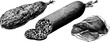 © Artem - Artistic engraved illustration of salami and prosciutto for culinary design