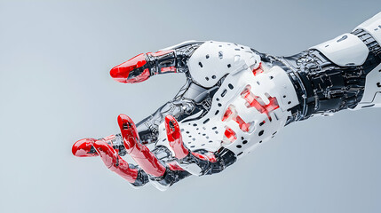 Poster - A futuristic cyborg hand in motion. Great for sci-fi concept art. Perfect for representing technology and the future of humanity and robotics.