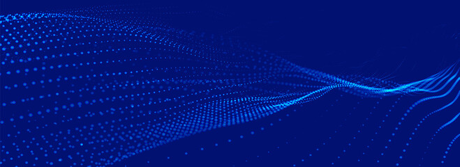 Aufkleber - Futuristic dot wave. Abstract digital particle wave. Technology background. Colored musical wave. Light background. Digital background with smooth, wavy curves. 3D rendering.