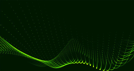 Fototapete - Futuristic dot wave. Abstract digital particle wave. Technology background. Colored musical wave. Dark background. Digital background with smooth, wavy curves. 3D rendering.