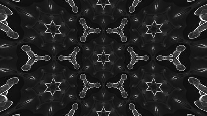 Poster - Abstract kaleidoscope geometric pattern. Kaleidoscopic background design. Hypnotic background. 3D rendering