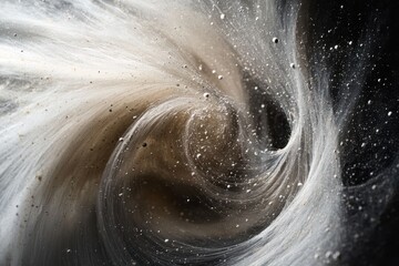 Poster - Particles swirl and create a mesmerizing vortex in abstract cosmic environment, Particles swirling into a vortex