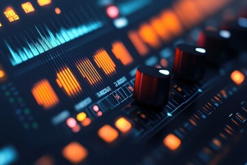 Poster - Advanced audio VU equalizer meter displaying dynamic levels for music and voice monitoring, Advanced audio VU equalizer meter for music or voice