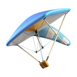 Detailed blue hang glider flying in sky high quality 3d rendering icon land transportation isolated background