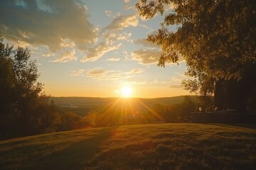 Poster - Stunning sunset timelapse over a tranquil landscape with vibrant colors and golden light, beautiful sunset sky timelapse