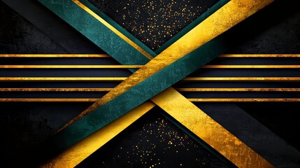Poster - Black and gold design with a green stripe. The design is abstract and has a modern feel to it