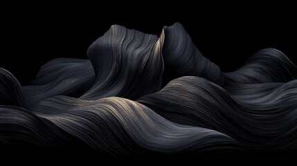 Poster - Black and white image of a mountain range with a long, curvy line. The image has a moody and mysterious feel to it, as if it is a dream or a painting