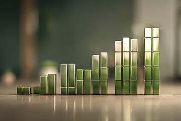 Poster - A symbolic representation of sustainable growth with green bars resembling a financial chart, indicating positive trend in a eco-friendly business with a strong focus on environmental.