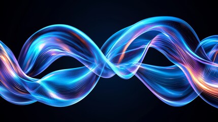 Poster - Blue and orange wave that is curved and twisted. The colors are bright and vibrant, giving the impression of movement and energy
