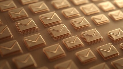 Poster - 3d pattern of rows of e-mail icons lying against brown background