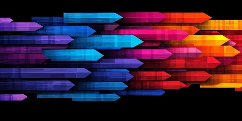 Aufkleber - Colorful image of arrows in a row. The image is a representation of a rainbow. The colors of the arrows are red, orange, yellow, green, blue, and purple. The image is meant to evoke a sense of joy