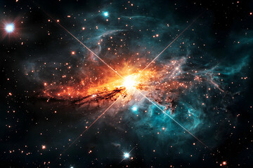 Poster - A stunning cosmic view of nebulae stars and stellar formations. Ideal for art science education wallpapers and futuristic themed designs.