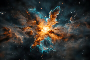 Poster - A vibrant nebula showcases celestial beauty. Use it as a stunning background or a captivating visual element for science fiction concepts.