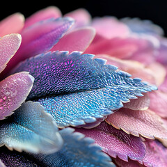 Leinwandbilder - A close-up showcases iridescent petals in vibrant pinks blues and purples. Ideal for artistic projects nature-themed designs or captivating backgrounds.