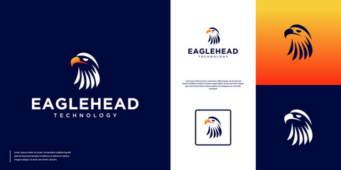 eagle head logo symbol of freedom, modern technology, digital services, vector design template.