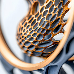 Leinwandbilder - Intricate 3D-printed design with a honeycomb structure. Suggests applications in decorative art or functional components requiring lightweight strength and unique aesthetics.