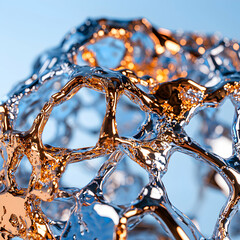 Fototapete - Abstract metal sculpture reflecting light. Perfect for modern art projects. It evokes fluid shapes and intricate structures suitable for innovative design themes.