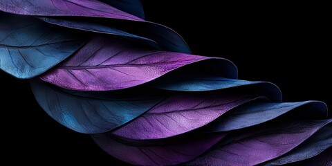 Poster - Series of purple leaves are shown in a spiral pattern. The leaves are purple and blue, and they are arranged in a way that creates a sense of movement and flow. The image has a calming