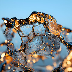 Leinwandbilder - A stunning macro image of water ice or liquid formations that reflect light. A great background or artistic effect for creative projects.