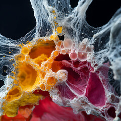Poster - abstract macro image of vibrant colored bubbles and intricate webbing. can be used for artistic back