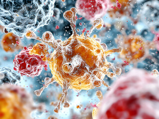 Poster - microscopic view of viruses. educational illustrations for biology students and medical publications