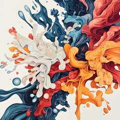 Poster - Abstract colorful artwork resembling paint splashes or flowing liquids. Ideal for modern design prints posters and digital art projects with vibrant hues.