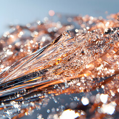 Poster - A stunning macro shot of flowing water with shimmering golden light. Suggests luxury and elegance ideal for beauty or fashion product visuals.
