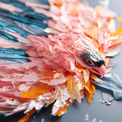 Poster - An abstract bird sculpture made of transparent materials. It could be used in art installations or as decorative pieces for interior design.