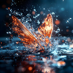 Poster - A beautiful artistic representation of a butterfly crafted from water. Perfect for nature inspired art or as a wallpaper reflecting beauty and fragility.