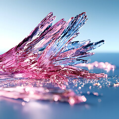Poster - Abstract image showing crystalline structures with pink and blue hues. Good for art projects or design backgrounds. Its vibrant colors make it appealing.