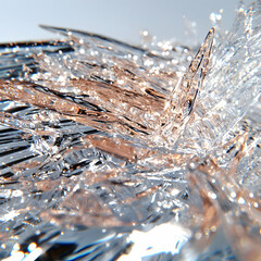 Poster - Abstract macro shot of reflective surfaces. Could be used for backgrounds or artistic projects. Captures light reflections adding depth and texture. Great for design concepts.