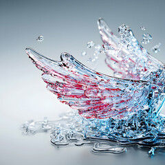 Poster - A stunning image of glass wings with red accents and water droplets. Ideal for creative projects adding an ethereal and artistic touch or design purposes.