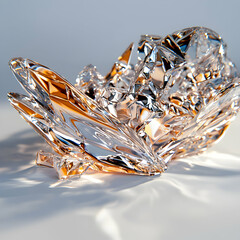 Poster - A stunning crystal sculpture shimmering with light and reflections. Ideal for interior design or as a captivating artistic centerpiece evoking elegance and tranquility.