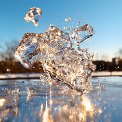 Poster - captured water explosion in sunlight. stunning detail of water droplets and light play. great for il