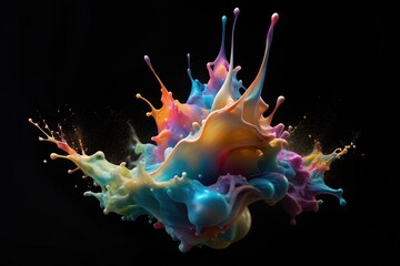 Poster - Colorful splashes of paint collide and create mesmerizing patterns in a surreal display of artistic expression Generative AI