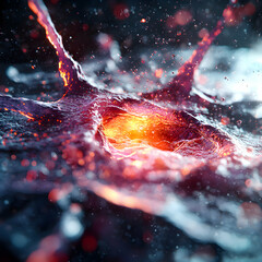 Poster - Abstract artwork showcasing vibrant molten lava erupting from a central core with dynamic liquid formations. Great for futuristic designs or sci-fi book covers.