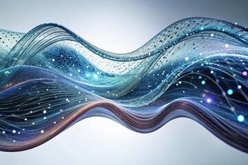 Fototapete - Flowing waves of color and light create a mesmerizing visual experience filled with movement and energy in abstract art Generative AI