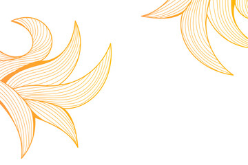 Wall Mural - Elegant gold leaves line wave abstract pattern background. Vector luxury design background. Flow curve dynamic banner. Floral luxury frame.