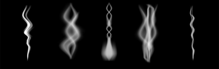 Poster - Abstract smoke patterns created by light in a dark environment showcasing various shapes and forms for artistic expression.