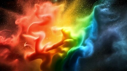 Poster - vibrant cosmic explosion of colors in swirling display of red, orange, yellow, green, blue, and purp