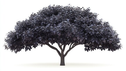 Lush dark tree, isolated on white, 3D render, nature background, ideal for design
